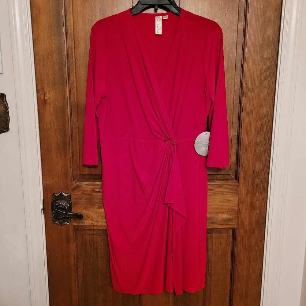 NWT- Red Faux Wrap Dress- Size Large